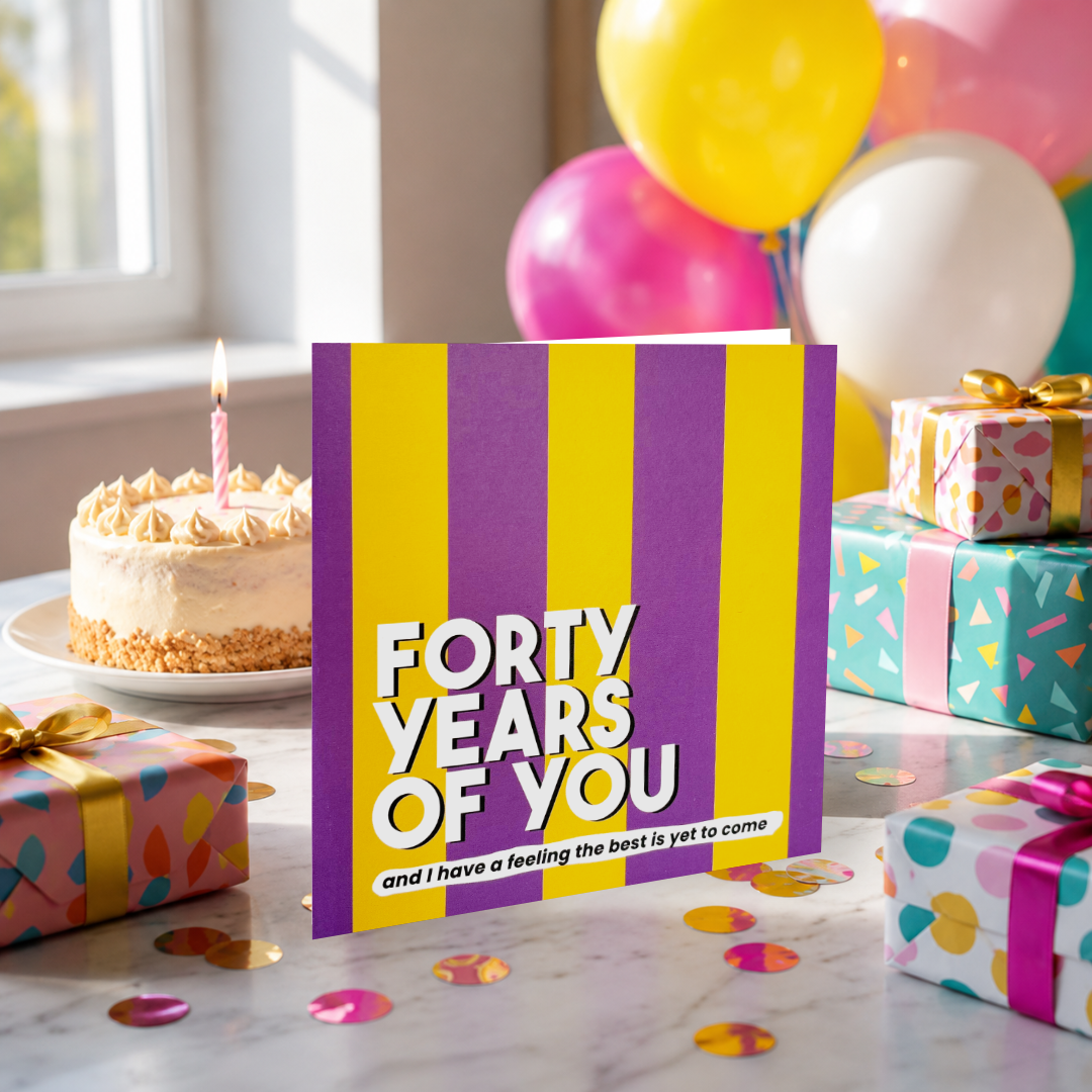 Forty Years Of You Letterbox Gift | Novelty Socks & Greeting Card Gift Box