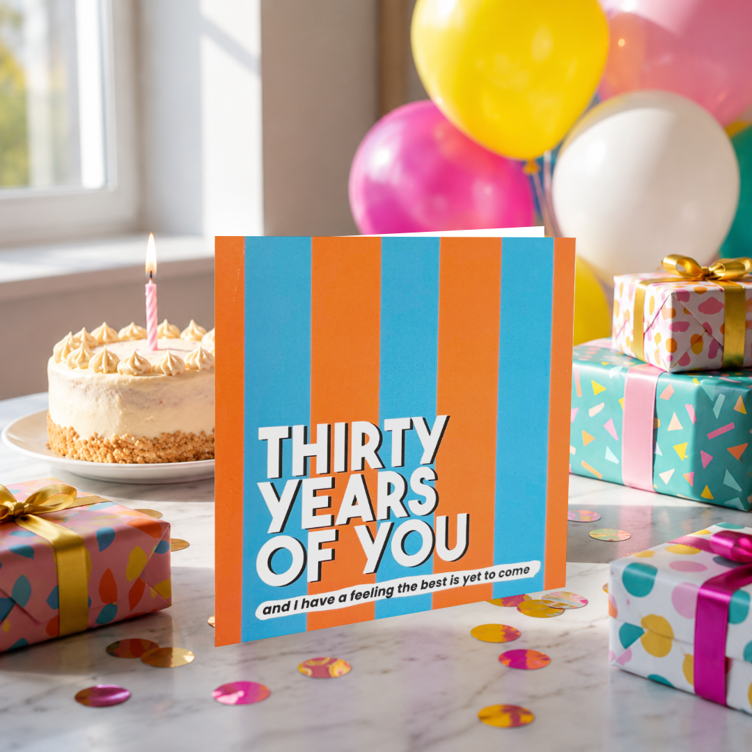 Thirty Years Of You Letterbox Gift | Novelty Socks & Greeting Card Gift Box