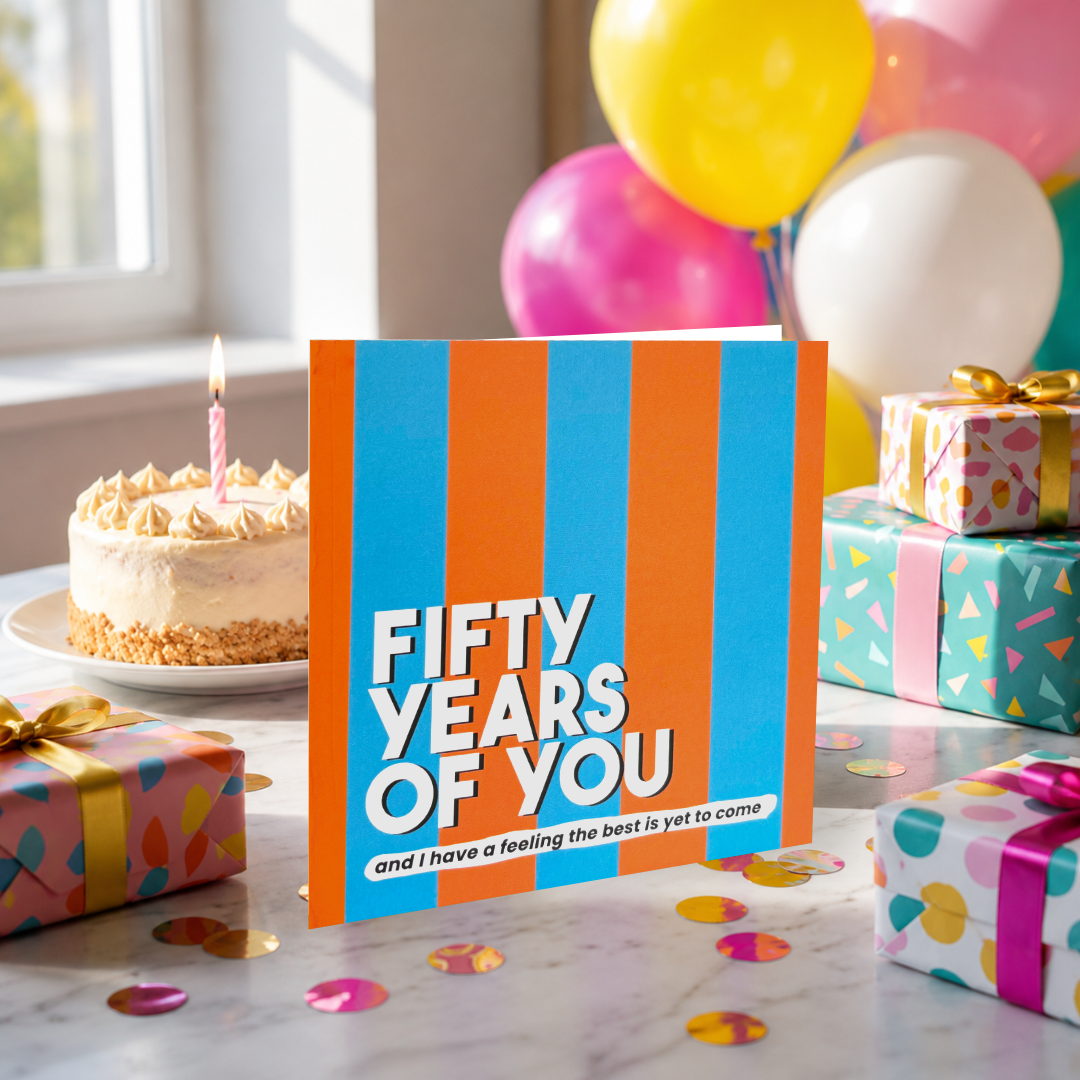 Fifty Years Of You Letterbox Gift | Novelty Socks & Greeting Card Gift Box