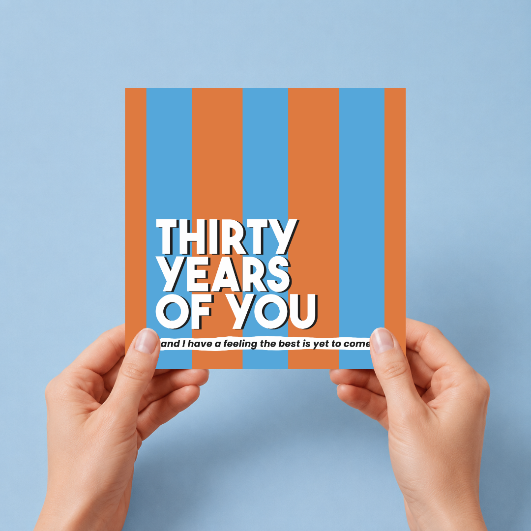 Thirty Years Of You Letterbox Gift | Novelty Socks & Greeting Card Gift Box