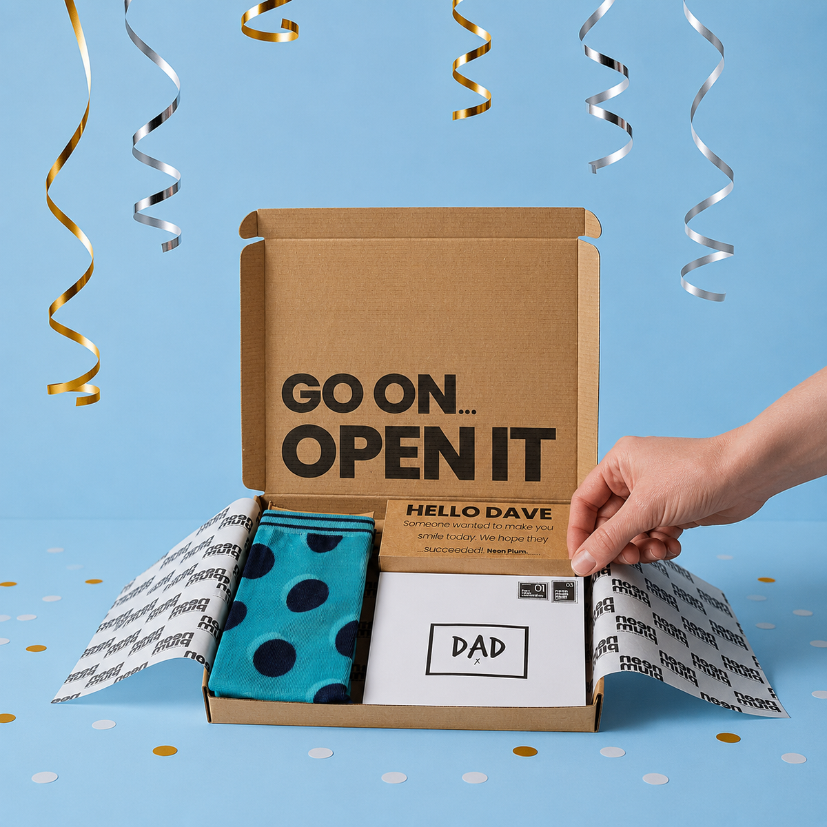 Spot Pattern Letterbox Gift | Novelty Socks & Greeting Card Gift Box