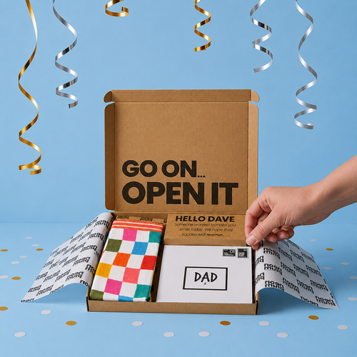 Check Pattern Letterbox Gift | Novelty Socks & Greeting Card Gift Box