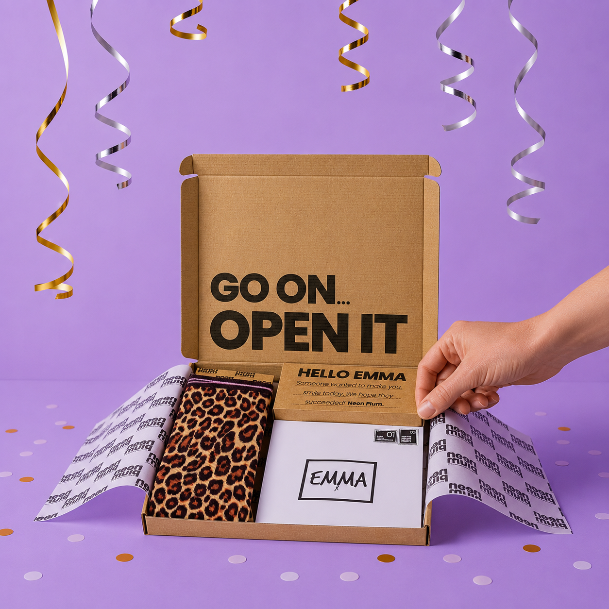 Leopard Pattern Letterbox Gift | Novelty Socks & Greeting Card Gift Box