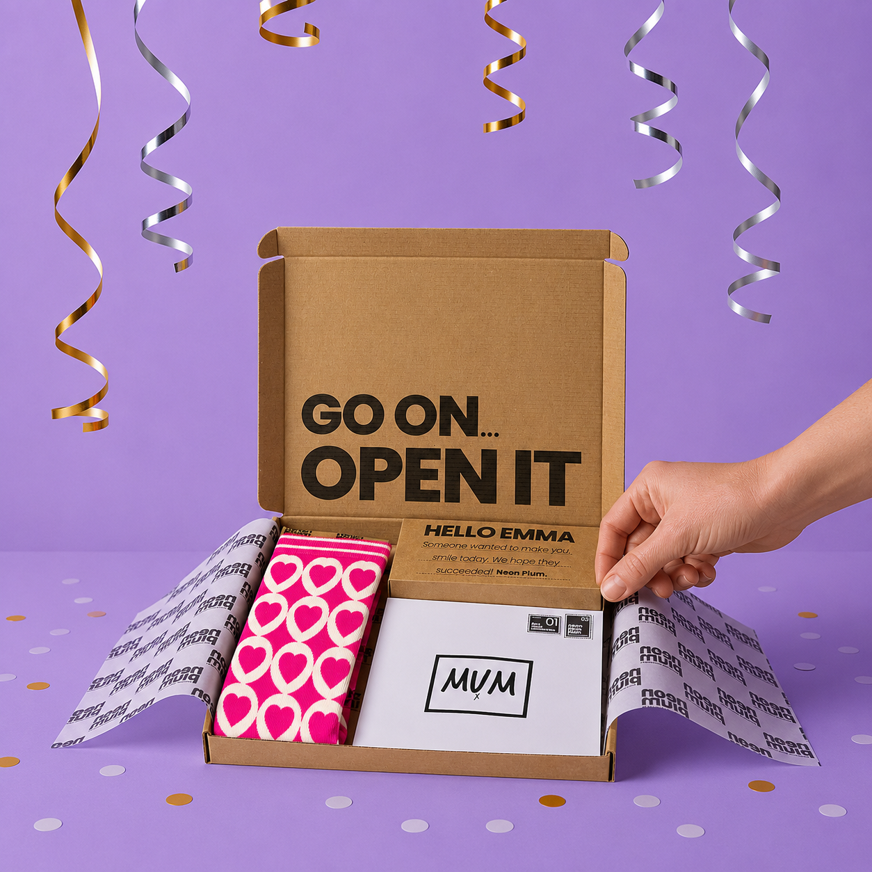 Heart Pattern Letterbox Gift | Novelty Socks & Greeting Card Gift Box