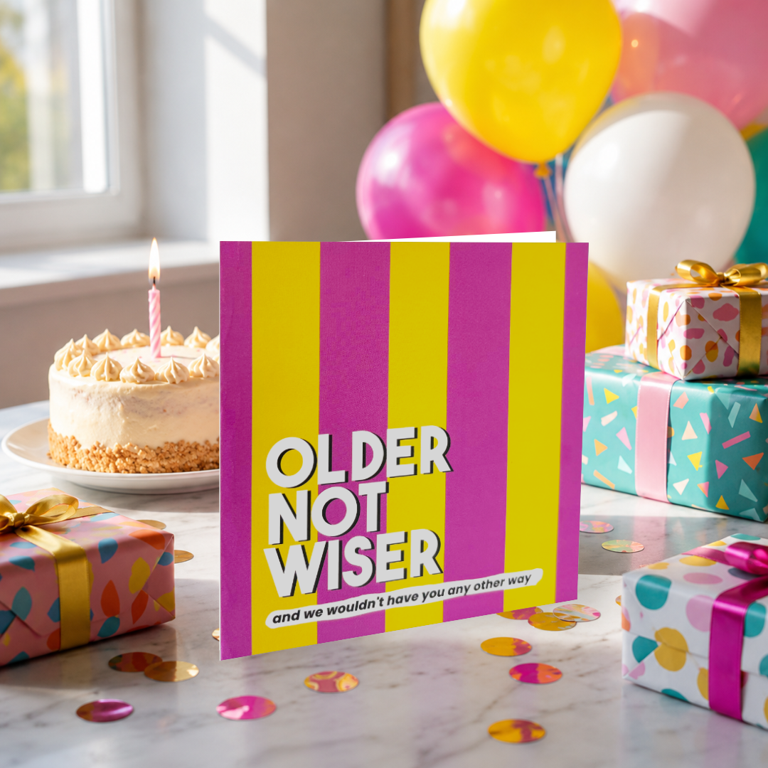 Older Not Wiser Letterbox Gift | Novelty Socks & Greeting Card Gift Box