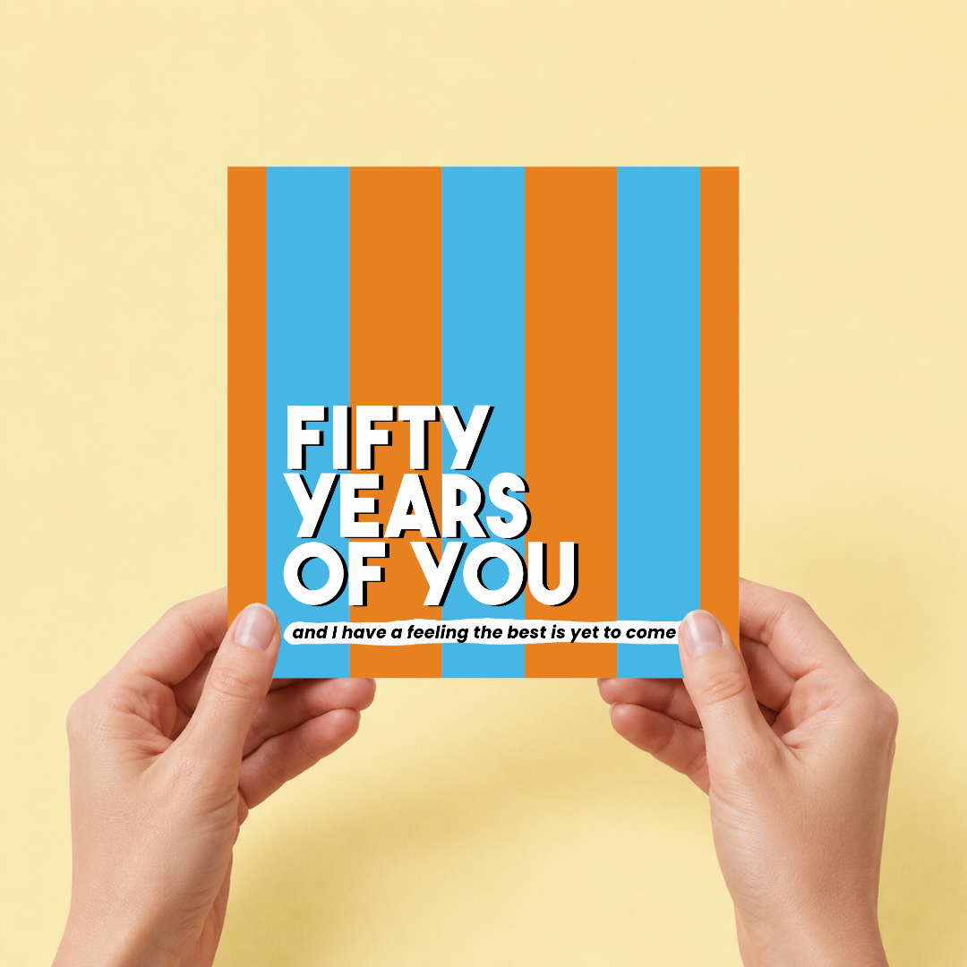 Fifty Years Of You Letterbox Gift | Novelty Socks & Greeting Card Gift Box