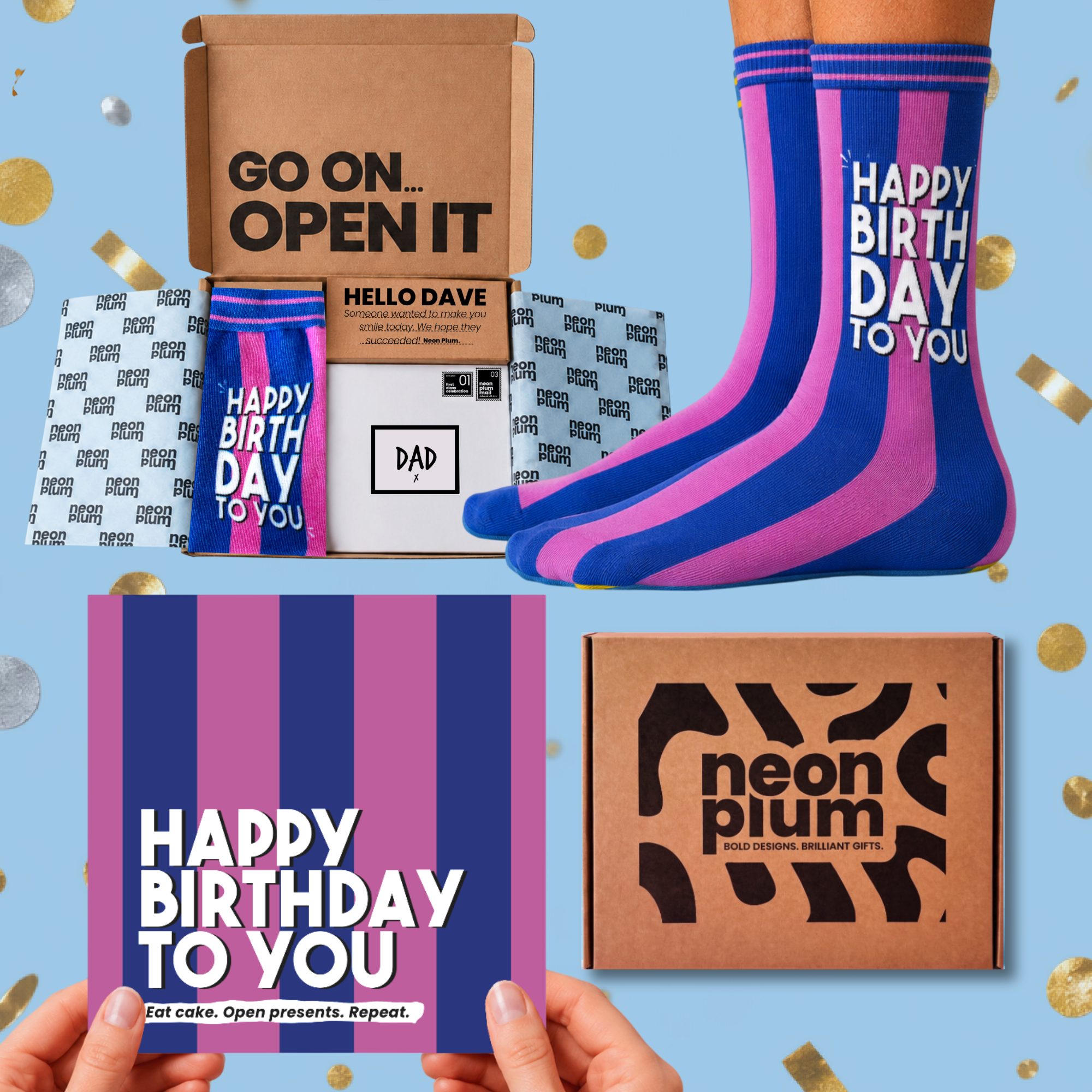Happy Birthday To You Letterbox Gift | Novelty Socks & Greeting Card Gift Box