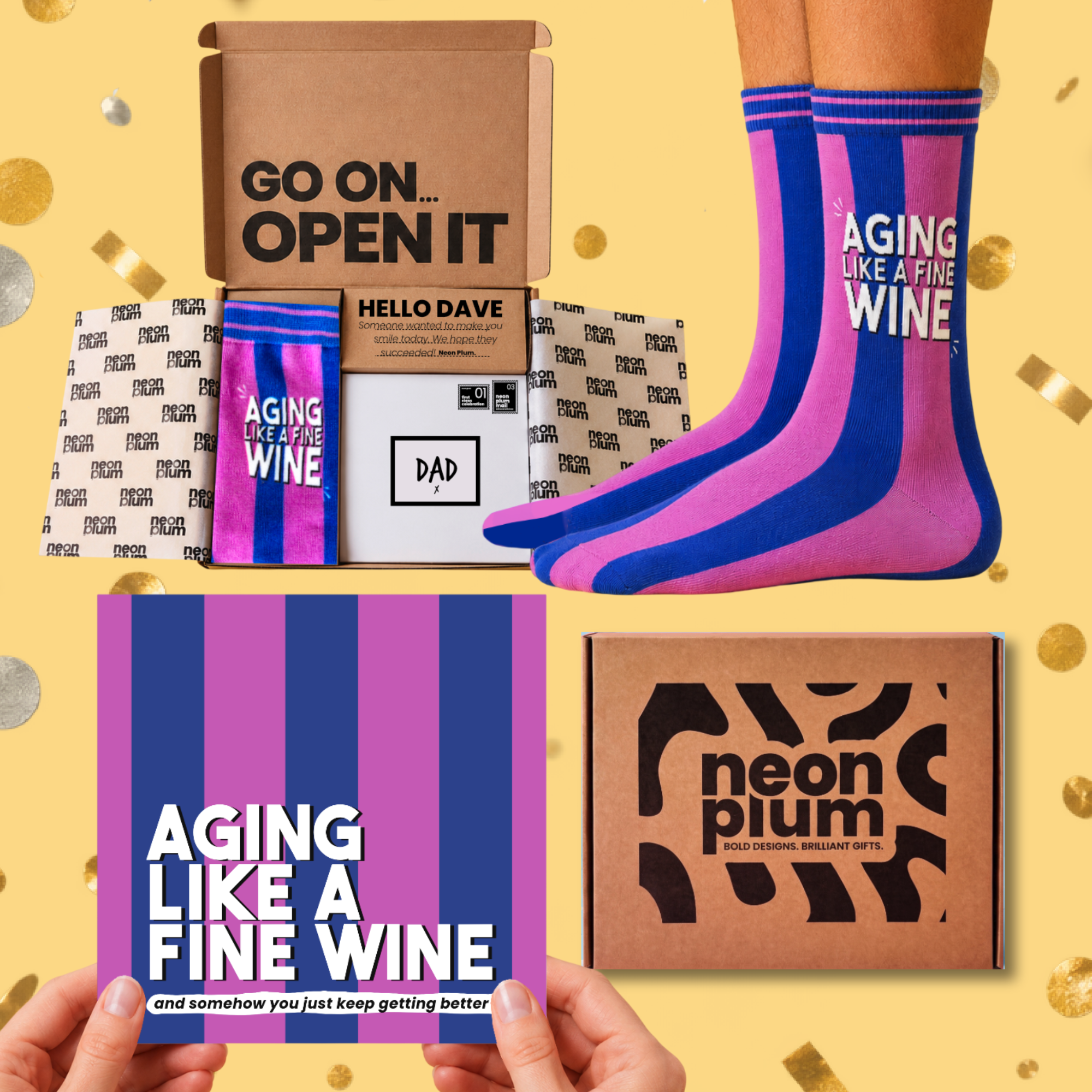 Aging Like A Fine Wine Letterbox Gift | Novelty Socks & Greeting Card Gift Box