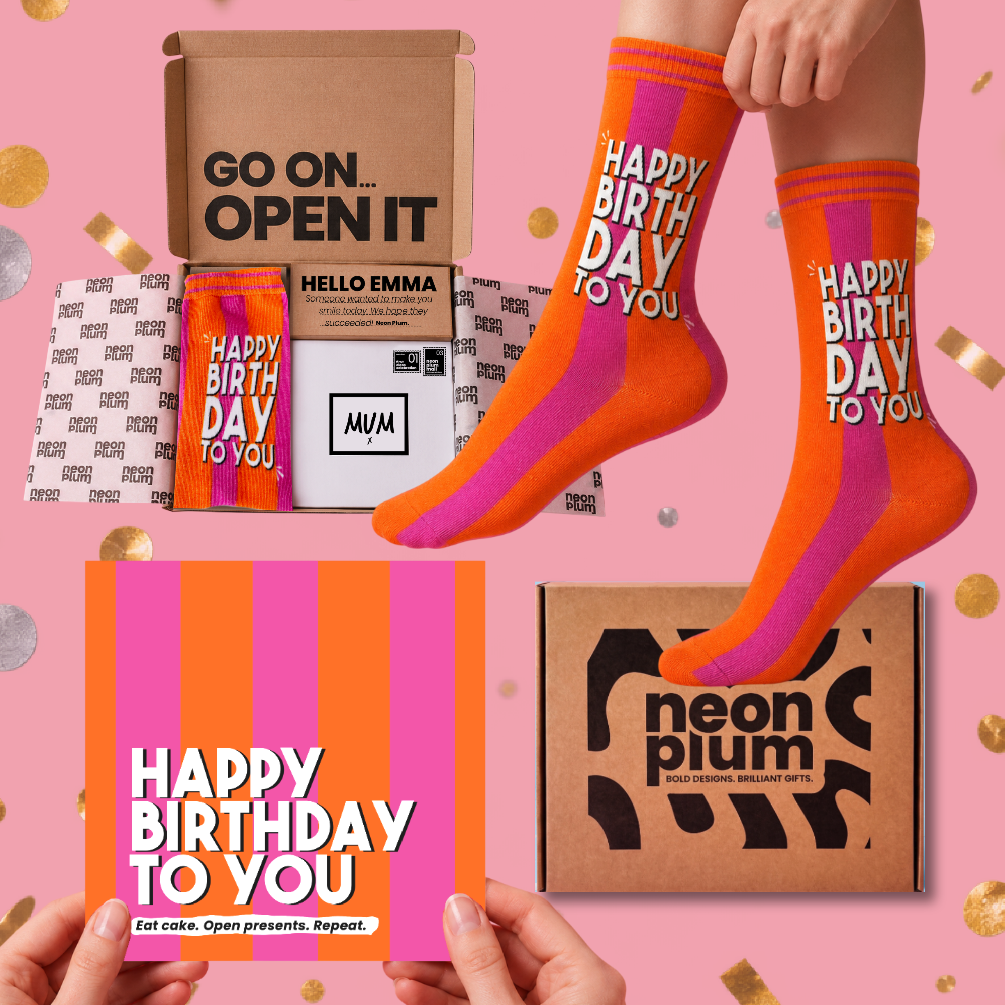 Happy Birthday To You Letterbox Gift | Novelty Socks & Greeting Card Gift Box