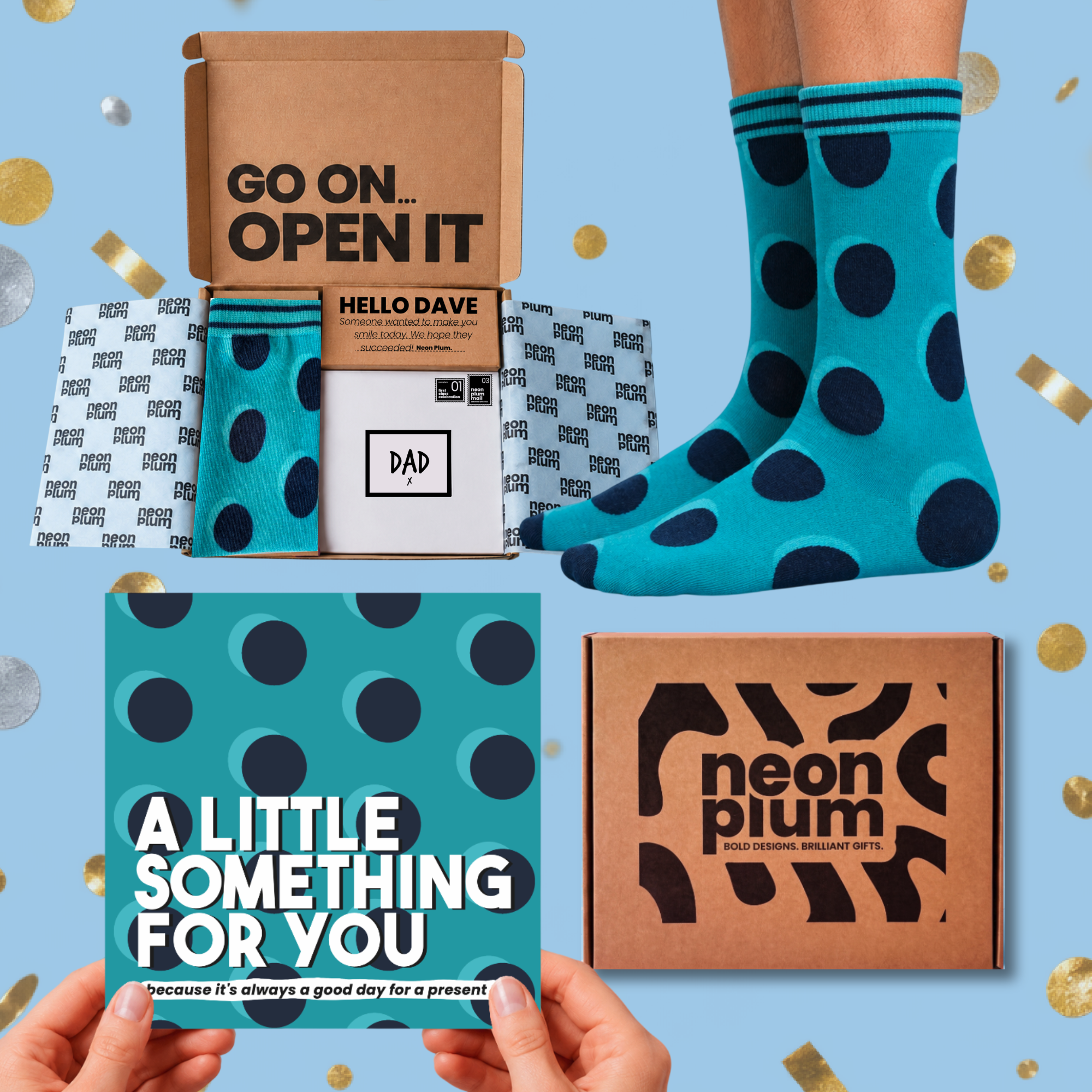 Spot Pattern Letterbox Gift | Novelty Socks & Greeting Card Gift Box