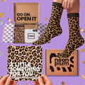 Leopard Pattern Letterbox Gift | Novelty Socks & Greeting Card Gift Box